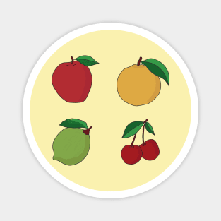 Apple, Orange, Lemon and Cherry Fruits Magnet